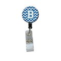 Teachers Aid Letter B Chevron Blue & White Retractable Badge Reel5 x 1 x 2 in. TE255540